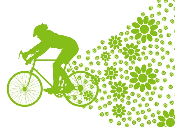 Ecologie fiets rijden vector achtergrond concept — Stockvector
