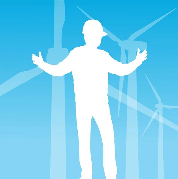 Rüzgar jeneratörleri vektör ile temiz enerji kavramı — Stok Vektör