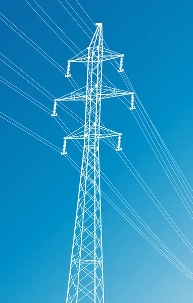 Lignes électriques à haute tension et fond vectoriel en pylône — Image vectorielle