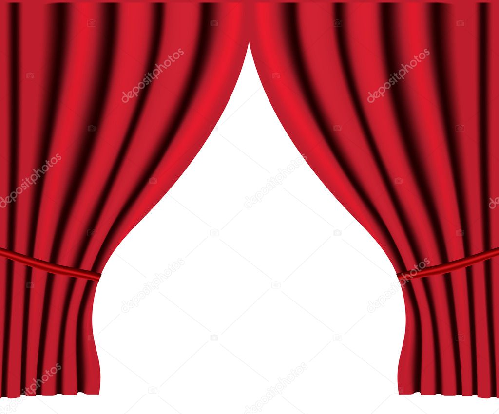 Theater stage with red curtain vector background