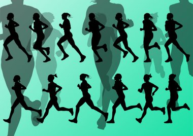 Marathon runners vector background clipart