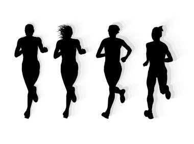 Marathon runners vector background clipart