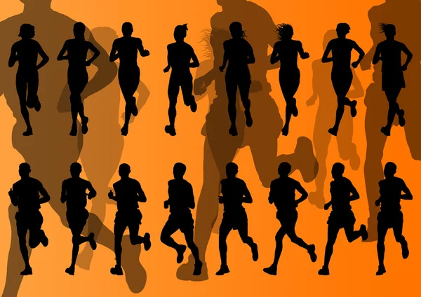 Maraton koşucular vektör arka plan — Stok Vektör
