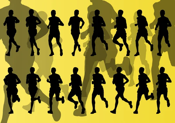 Maratona corredores fundo vetor — Vetor de Stock
