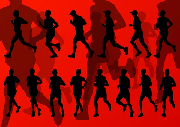 Marathon coureurs fond vectoriel — Image vectorielle