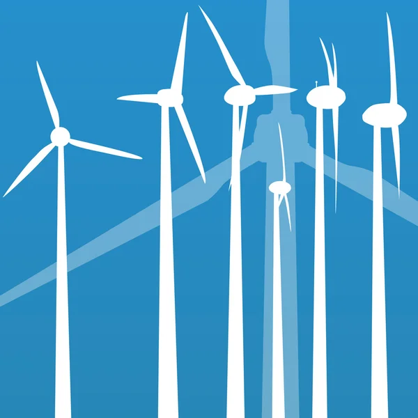 Wind electricity generators vector background — Stock Vector