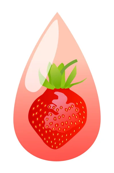 Färska jordgubbsjuice drop begrepp bakgrund vektor — Stock vektor