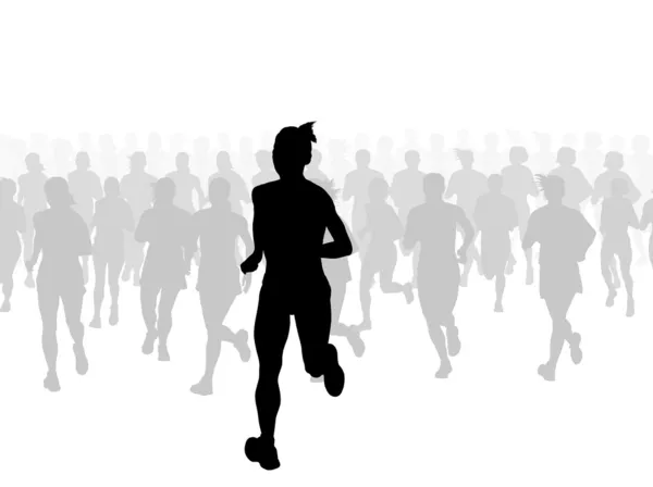 Maratona corredores fundo vetor —  Vetores de Stock