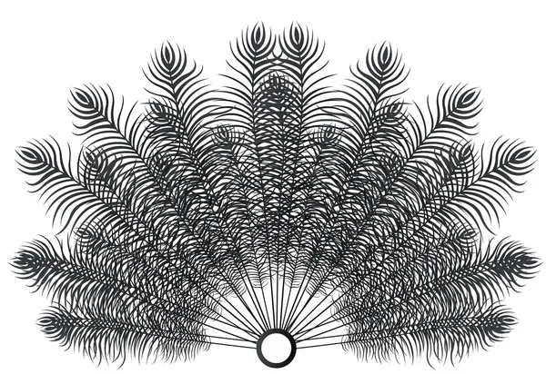 Vector de abanico de plumas sobre fondo negro — Archivo Imágenes Vectoriales