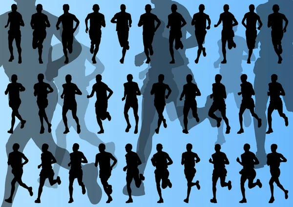 Marathon runners vector background — Stock Vector