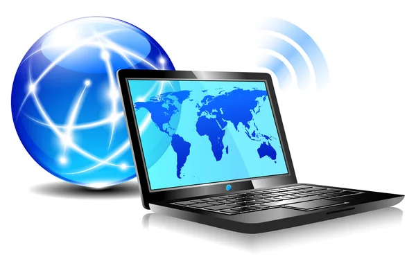 Navigazione internet per computer portatile — Vettoriale Stock