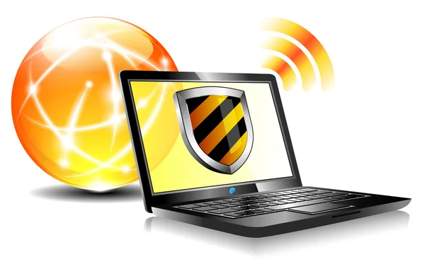 Shield laptop Internet Protection antivirus — Stock Vector
