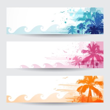 Tropical summer banners clipart