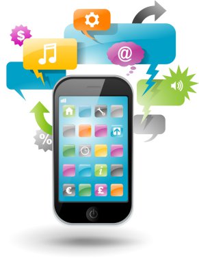 Smartphone with speech bubbles clipart