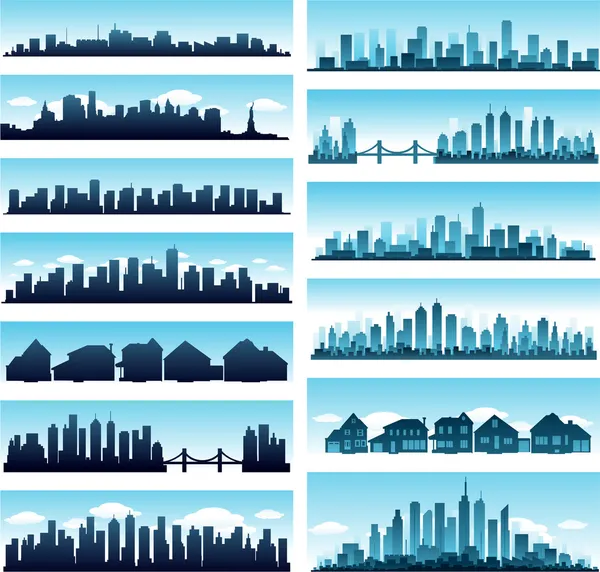 City skylines panoramic — Stock Vector