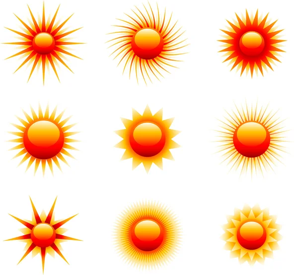 Iconos de sol vectorial — Vector de stock