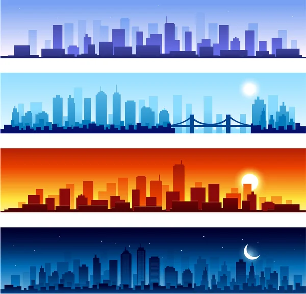 Ensemble de skylines de ville fond — Image vectorielle