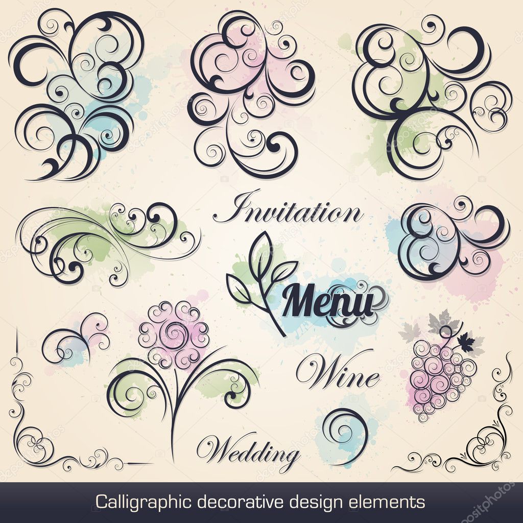 calligraphic decorative design elements