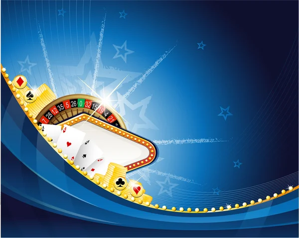 Pozadí abstraktní casino s ruletou a hrací karty — Stockový vektor