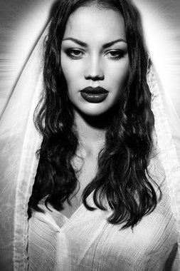 Fashion model portraits looks like Virgin Mary or Maria Magdalena clipart