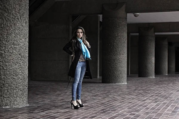 stock image Portrait of a young model in the city wearing urban outfit