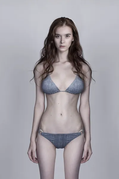 Young slim fashion model studio test shot — Stock Photo, Image