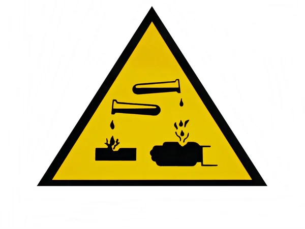 警告标志为腐蚀性液体 — 图库照片
