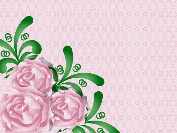 Carte de vœux vectorielle avec les roses — Image vectorielle