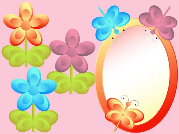 Vektorové ilustrace: stylizované květiny a motýli — Stockový vektor