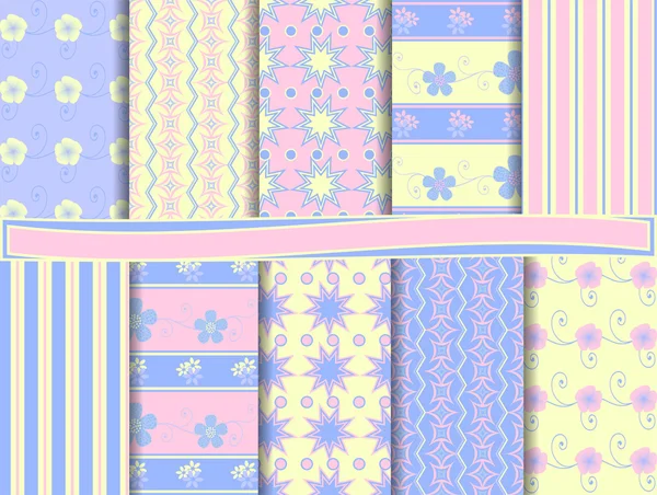 Conjunto de vectores florales abstractos de papel de álbum de recortes — Archivo Imágenes Vectoriales