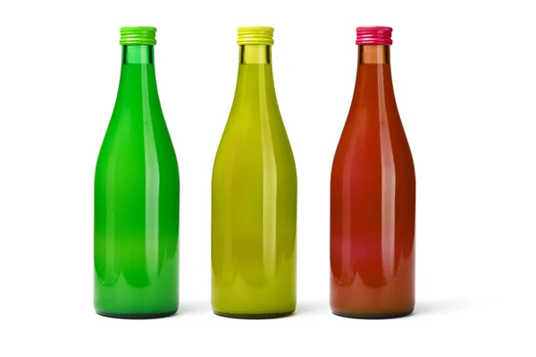 Three Bottles of Fruit Juices — Stock Photo, Image