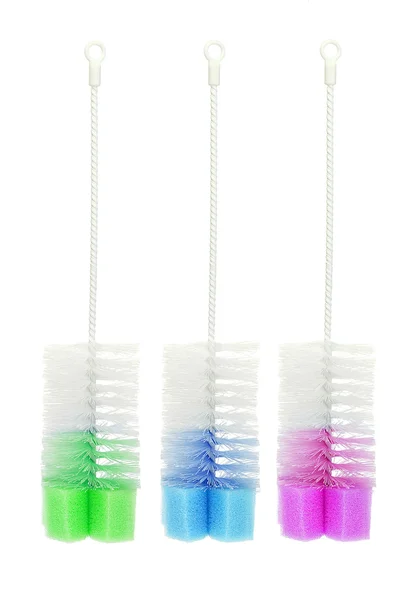 Três escovas de nylon — Fotografia de Stock