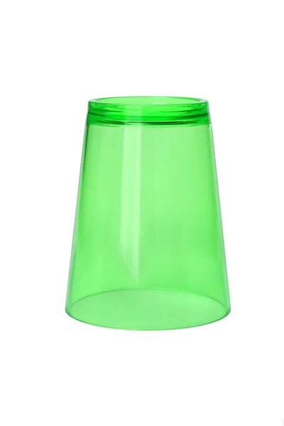 Fordított zöld műanyag pohár — Stock Fotó
