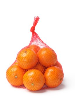 Oranges in Plastic Mesh Sack clipart