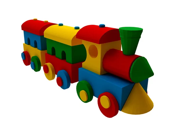 3 d のカラフルなおもちゃの列車 — ストック写真