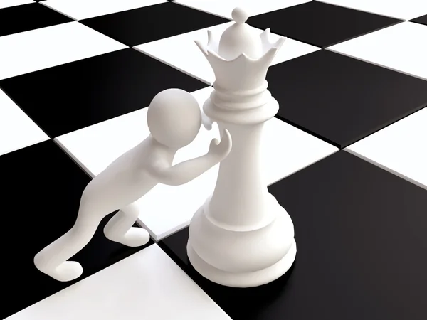 Man and White Chess Queen — Stock Photo, Image