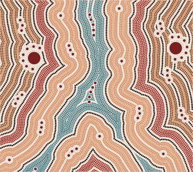 A illustration based on aboriginal style of dot painting depicti clipart