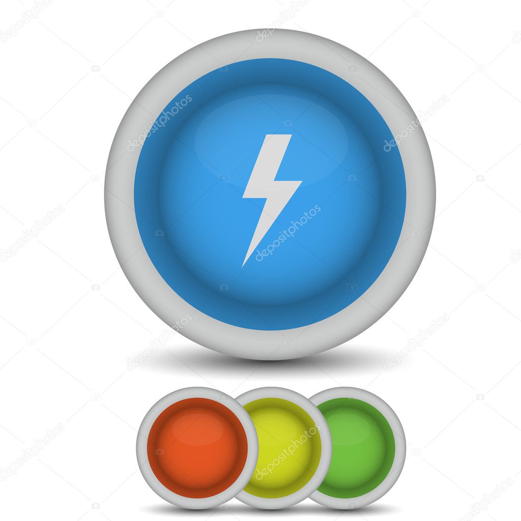 Vector lightning bolt icon on white. Eps10
