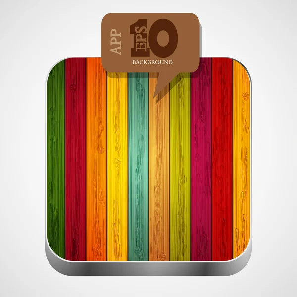 Vector colorful wooden app icon with brown bubble speech. Eps10 — Stock Vector