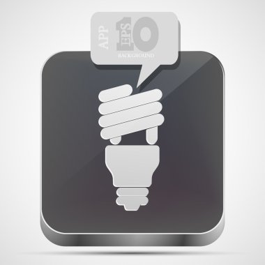 Vector light bulb app icon with gray bubble speech. Eps10 clipart