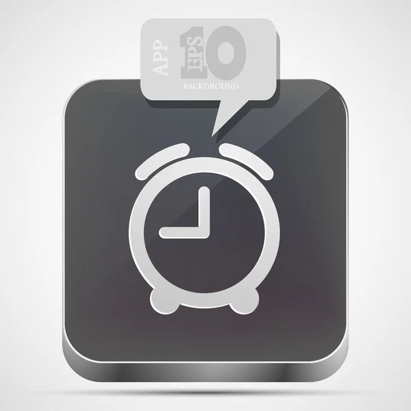 Ícone do aplicativo relógio de alarme vetorial com discurso bolha cinza. Eps10 — Vetor de Stock