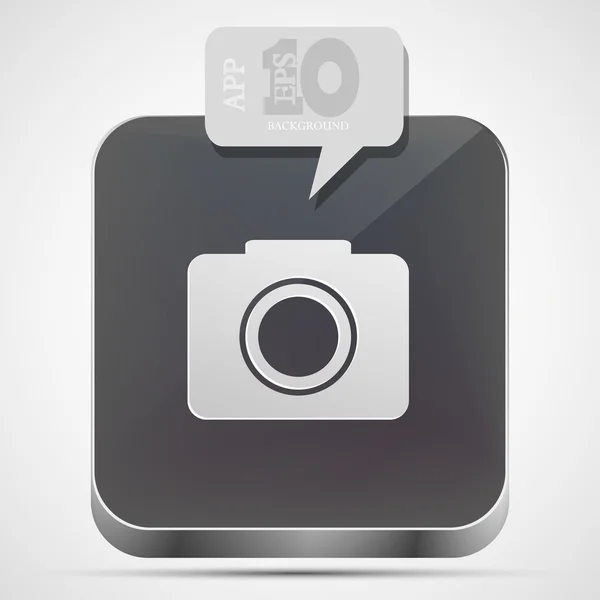 Vector camera app icon with gray bubble speech. Eps10 — Stock Vector