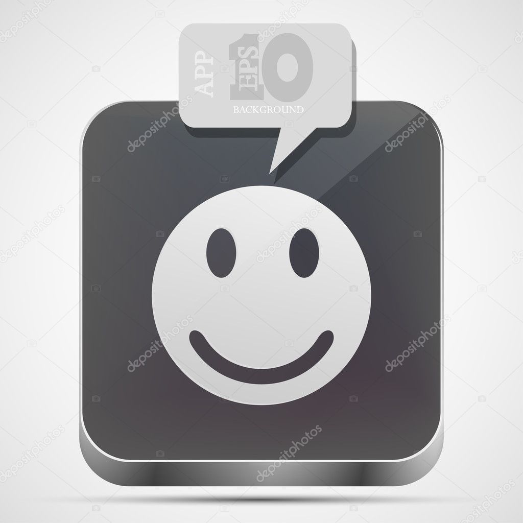 Vector face app icon with gray bubble speech. Eps10