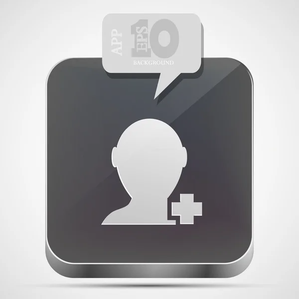 Vector add friend app icon with gray bubble speech. Eps10 — Stock Vector