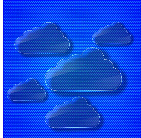 创意玻璃计算机云朵背景. — 图库照片