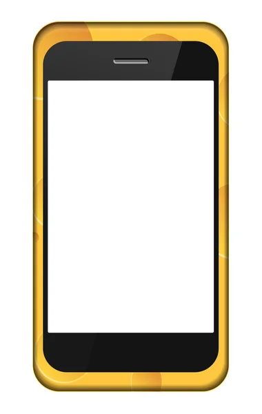 Smartphone vectorial en una cubierta de queso aislado en blanco. Eps 10 — Vector de stock