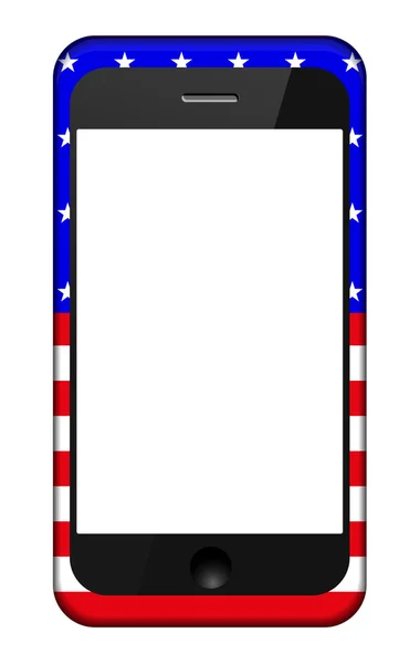 Vektor-Smartphone in einer US-Flagge Cover isoliert auf weiß. Folge 10 — Stockvektor