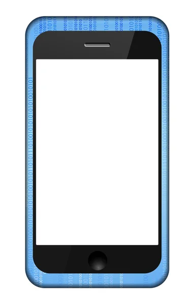 Wektor smartphone w pokrycie kodu binarnego na białym tle. EPS 10 — Wektor stockowy