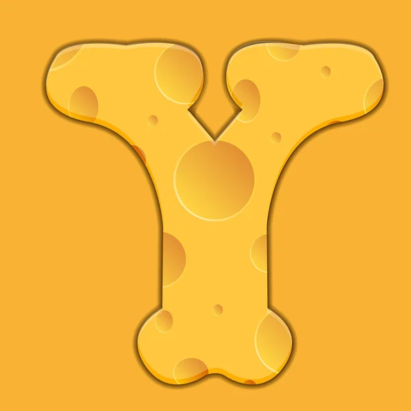 Lettera Y del formaggio vettoriale su sfondo arancione. Eps 10 — Vettoriale Stock
