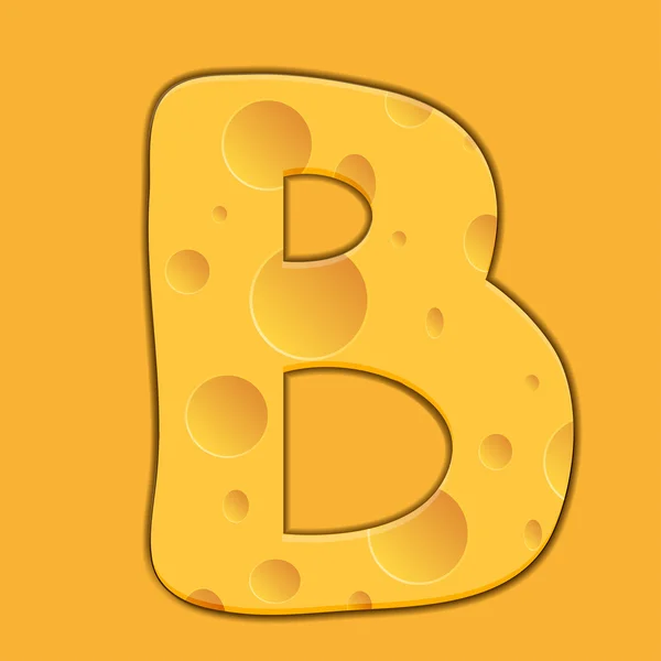 矢量橙色背景上的奶酪字母 b。10 eps — 图库矢量图片